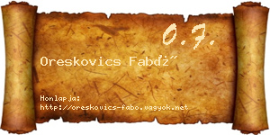 Oreskovics Fabó névjegykártya